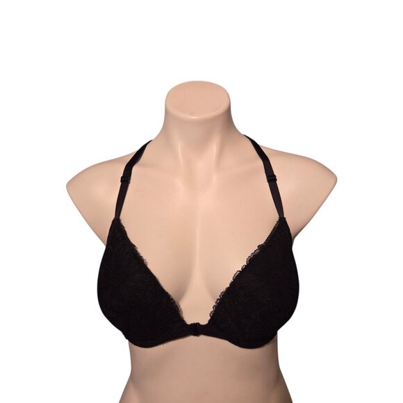Victoria’s Secret 34D Bra Black T-Shirt Push-Up Mesh Racerback Front Closure - Picture 3 of 6